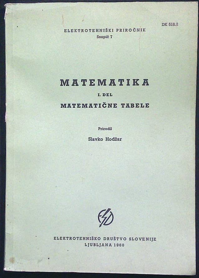 Matematika I. del - matematične tabele